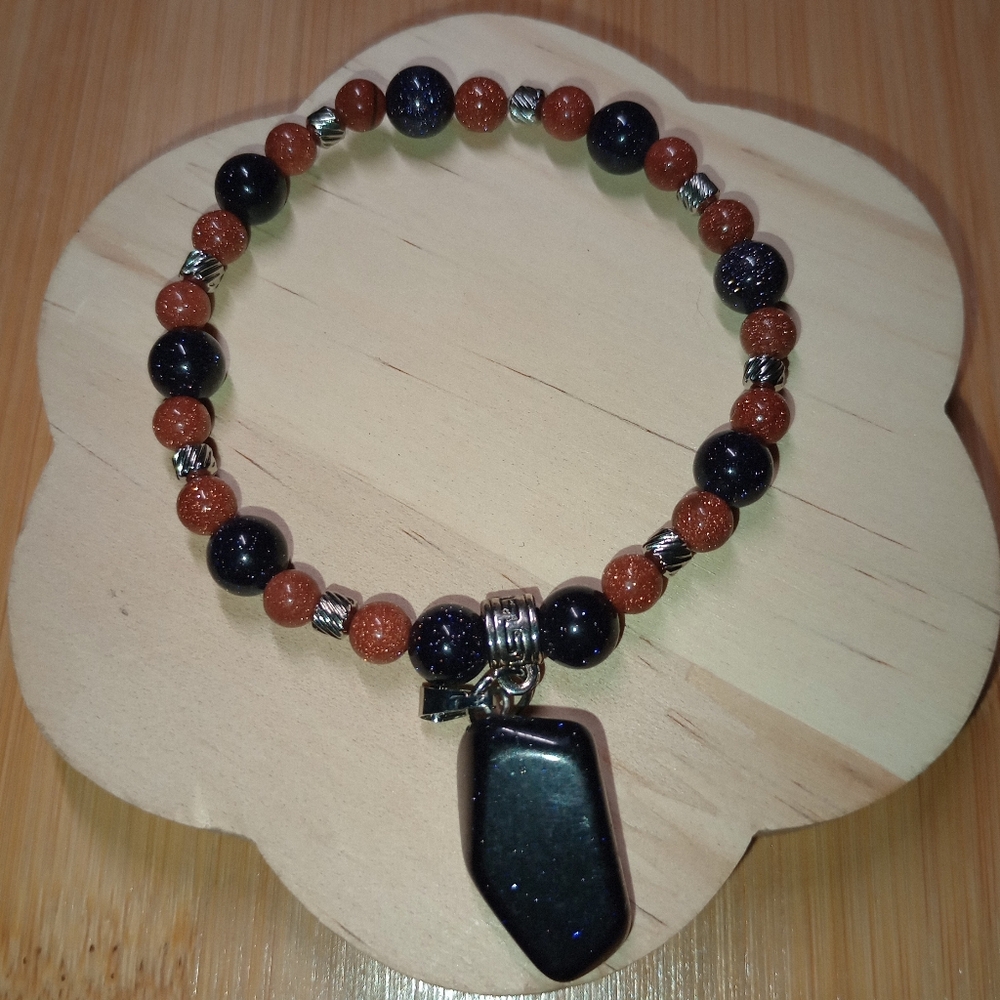 Chunky Crystal Pendant Beaded Bracelet Handmade Handcrafted Witchcrafted